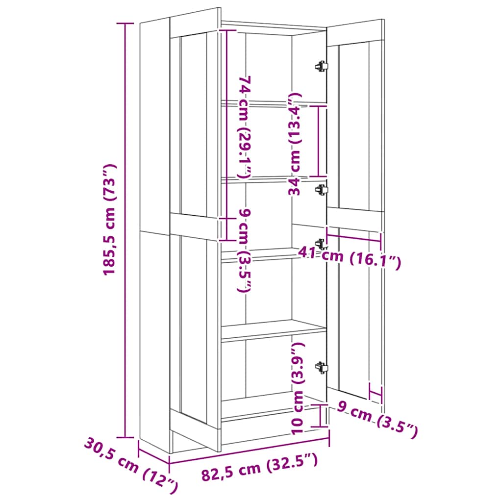 815114 vidaXL Book Cabinet Smoked Oak 82,5x30,5x185,5 cm Engineered Wood