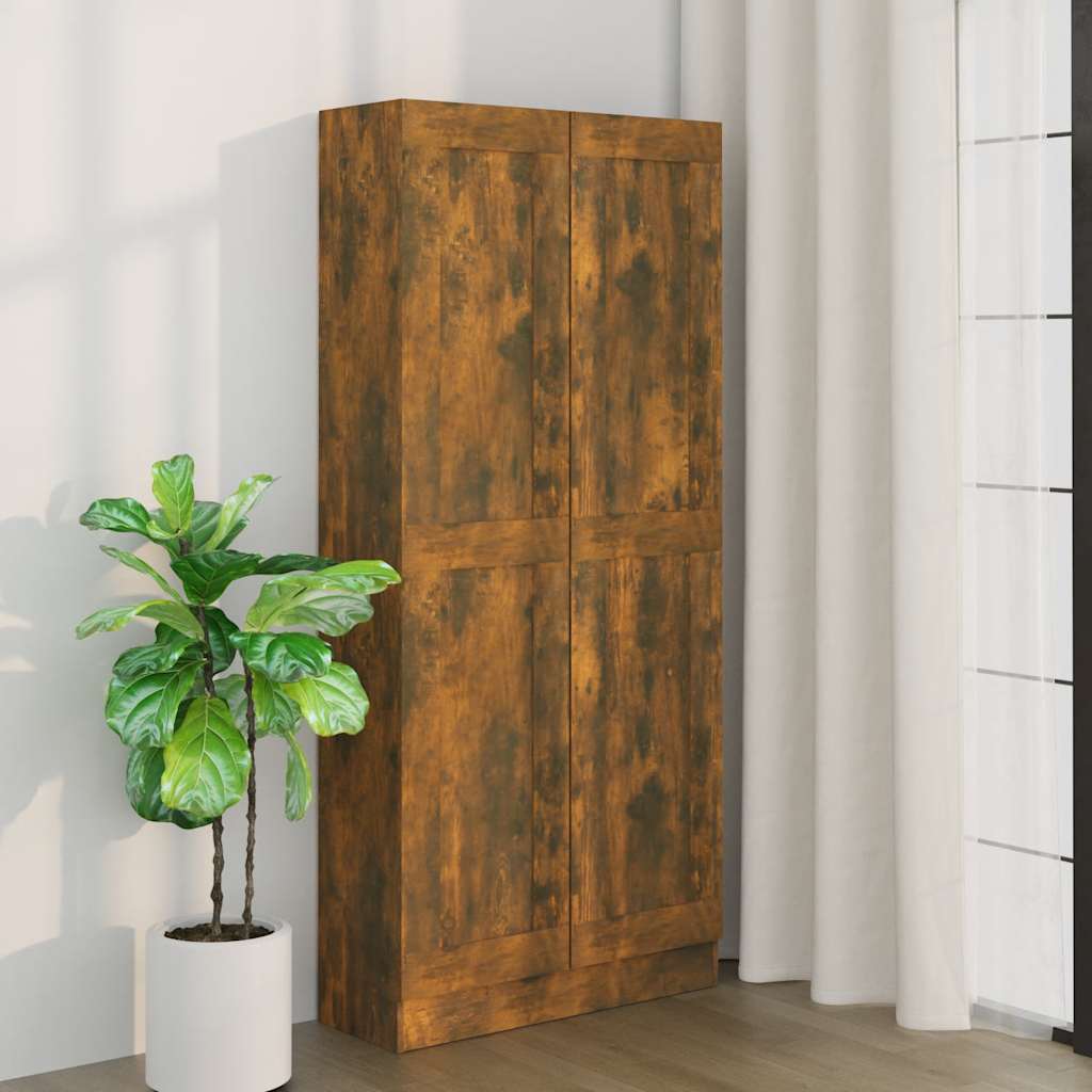 815114 vidaXL Book Cabinet Smoked Oak 82,5x30,5x185,5 cm Engineered Wood