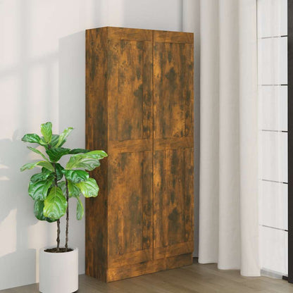 815114 vidaXL Book Cabinet Smoked Oak 82,5x30,5x185,5 cm Engineered Wood