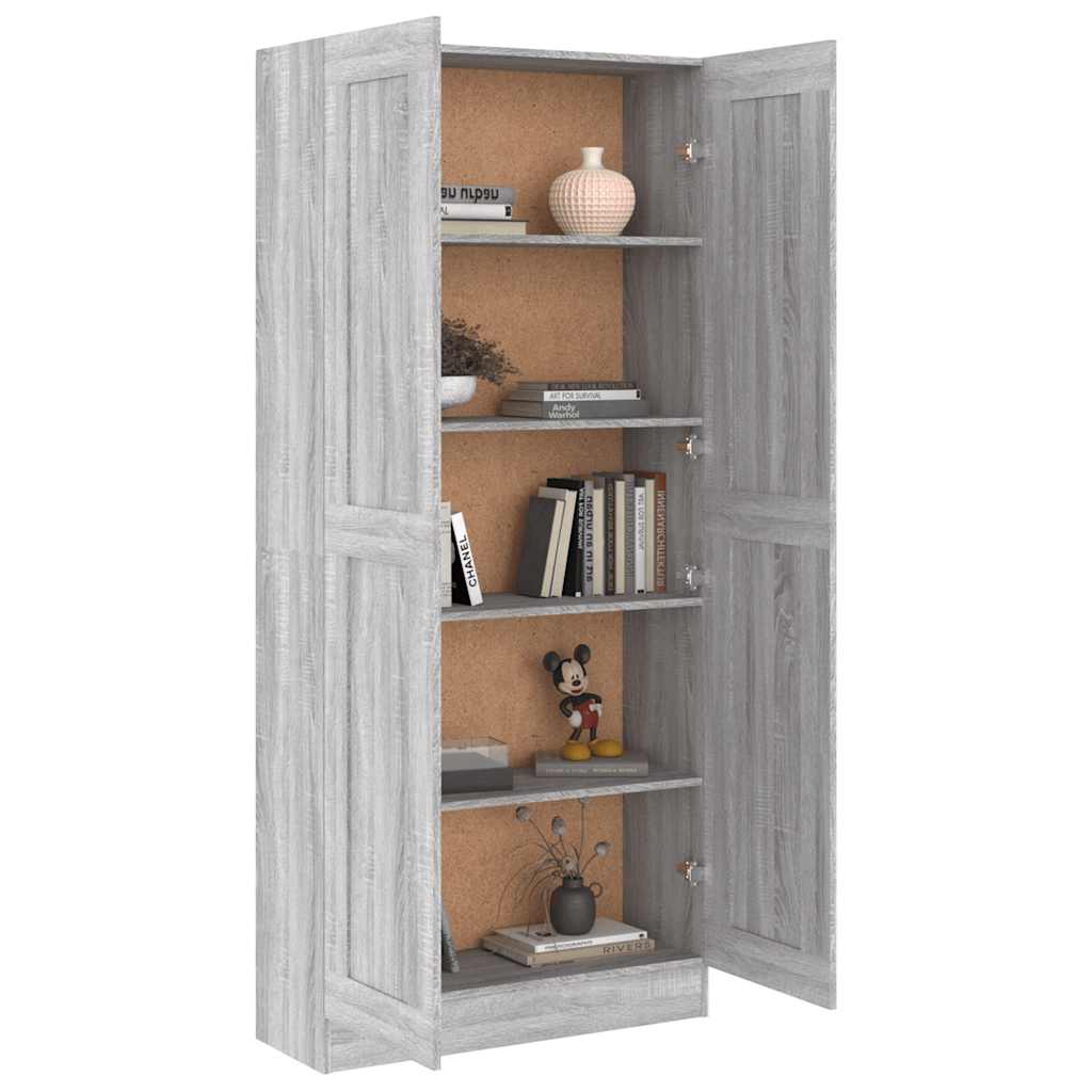 815115 vidaXL Book Cabinet Grey Sonoma 82,5x30,5x185,5 cm Engineered Wood