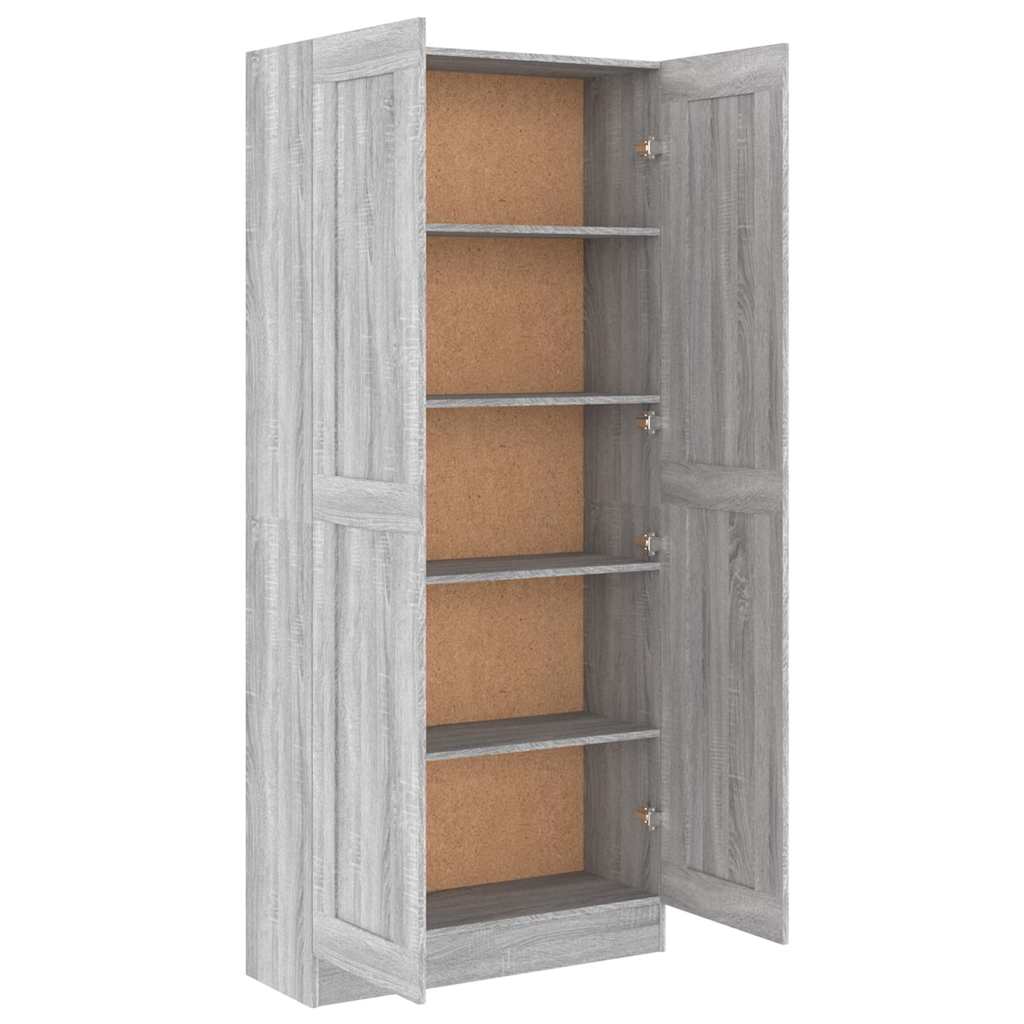 815115 vidaXL Book Cabinet Grey Sonoma 82,5x30,5x185,5 cm Engineered Wood