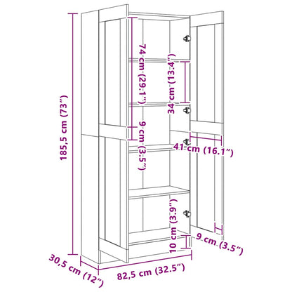 815115 vidaXL Book Cabinet Grey Sonoma 82,5x30,5x185,5 cm Engineered Wood
