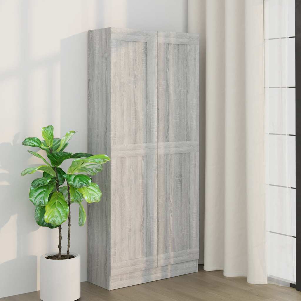 815115 vidaXL Book Cabinet Grey Sonoma 82,5x30,5x185,5 cm Engineered Wood
