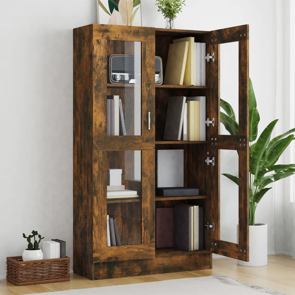 815117 vidaXL Vitrine Cabinet Smoked Oak 82,5x30,5x150 cm Engineered Wood