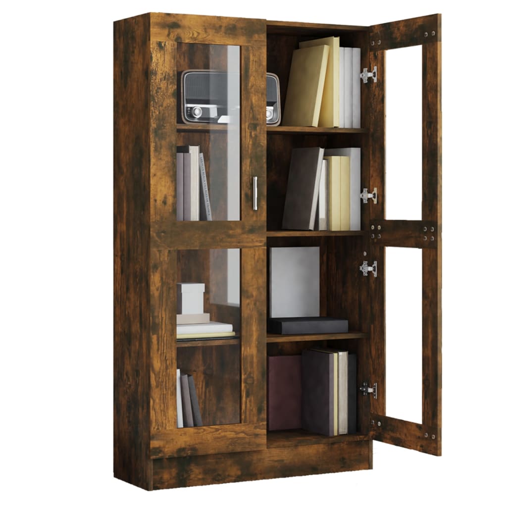 815117 vidaXL Vitrine Cabinet Smoked Oak 82,5x30,5x150 cm Engineered Wood