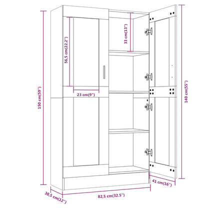 815117 vidaXL Vitrine Cabinet Smoked Oak 82,5x30,5x150 cm Engineered Wood