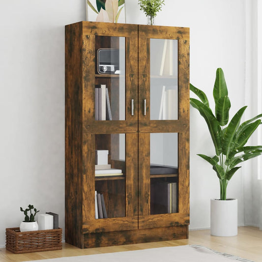 815117 vidaXL Vitrine Cabinet Smoked Oak 82,5x30,5x150 cm Engineered Wood