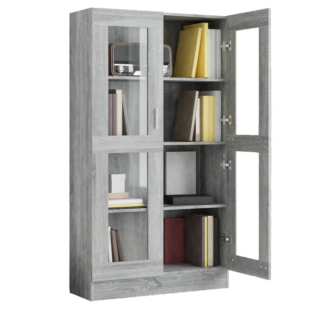 vidaXL Vitrine Cabinet Grey Sonoma 82,5x30,5x150 cm Engineered Wood