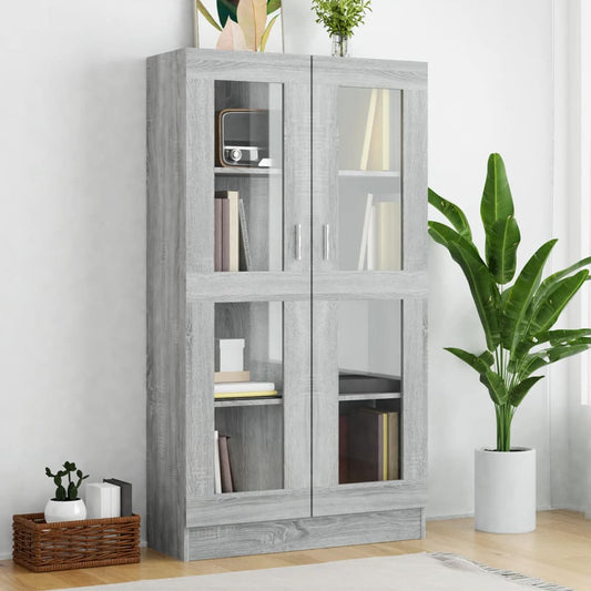 vidaXL Vitrine Cabinet Grey Sonoma 82,5x30,5x150 cm Engineered Wood