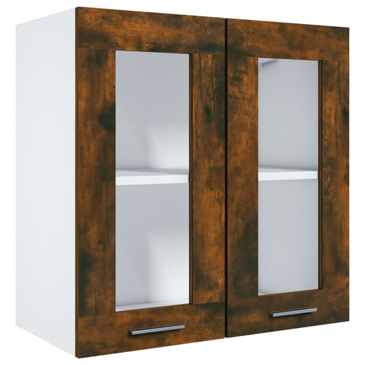 815120 vidaXL Hanging Glass Cabinet "Lyon" Smoked Oak 60x31x60 cm Engineered Wood