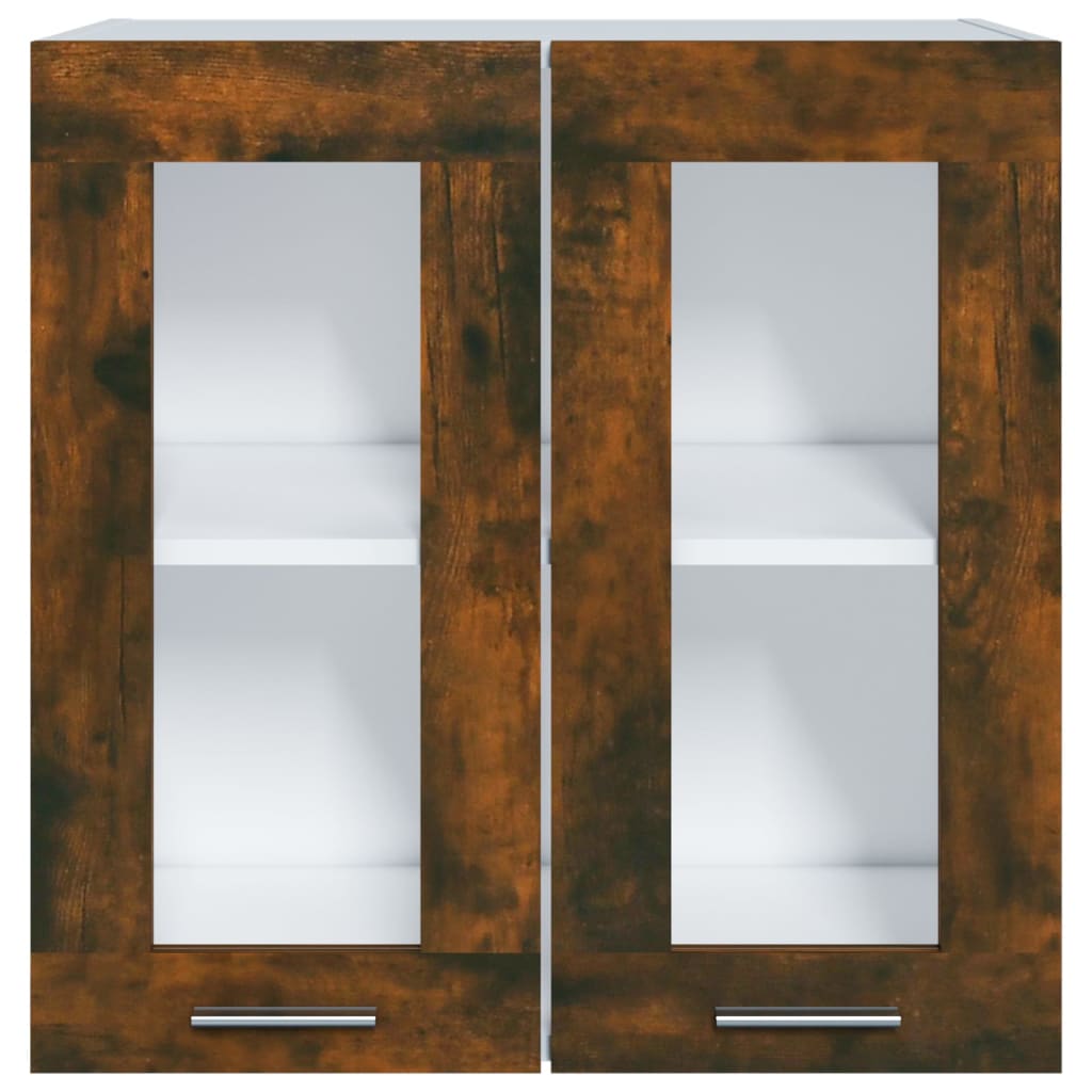 815120 vidaXL Hanging Glass Cabinet "Lyon" Smoked Oak 60x31x60 cm Engineered Wood