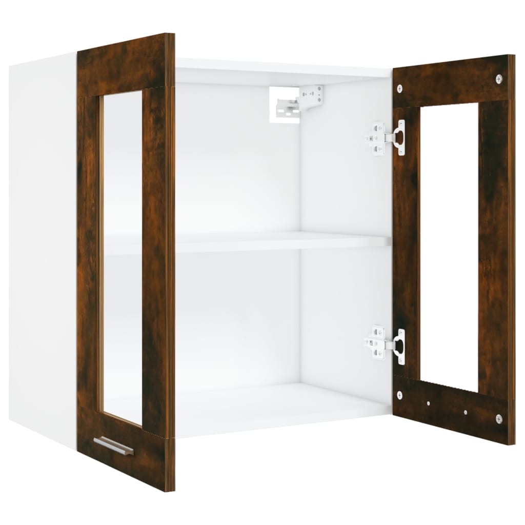 815120 vidaXL Hanging Glass Cabinet "Lyon" Smoked Oak 60x31x60 cm Engineered Wood