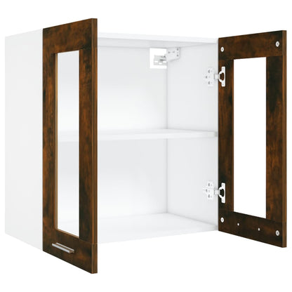 815120 vidaXL Hanging Glass Cabinet "Lyon" Smoked Oak 60x31x60 cm Engineered Wood