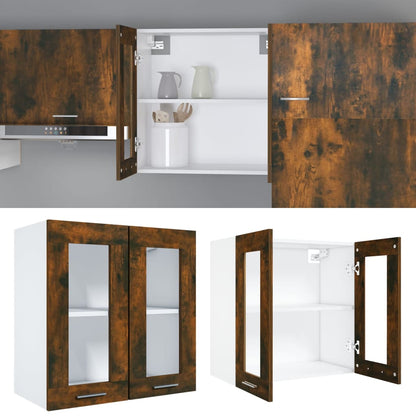 815120 vidaXL Hanging Glass Cabinet "Lyon" Smoked Oak 60x31x60 cm Engineered Wood