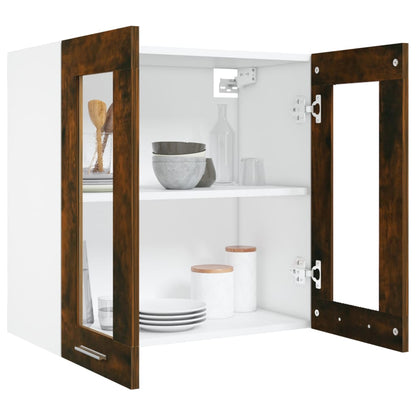 815120 vidaXL Hanging Glass Cabinet "Lyon" Smoked Oak 60x31x60 cm Engineered Wood
