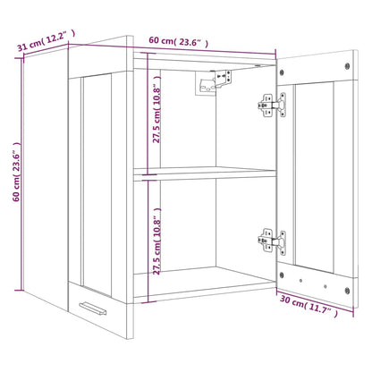 815120 vidaXL Hanging Glass Cabinet "Lyon" Smoked Oak 60x31x60 cm Engineered Wood