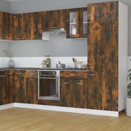 815120 vidaXL Hanging Glass Cabinet "Lyon" Smoked Oak 60x31x60 cm Engineered Wood
