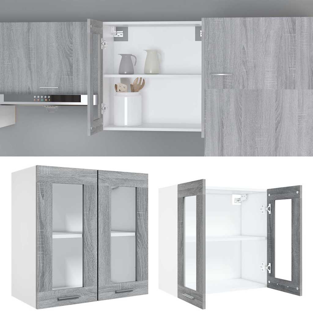 vidaXL Hanging Glass Cabinet "Lyon" Grey Sonoma 60x31x60 cm