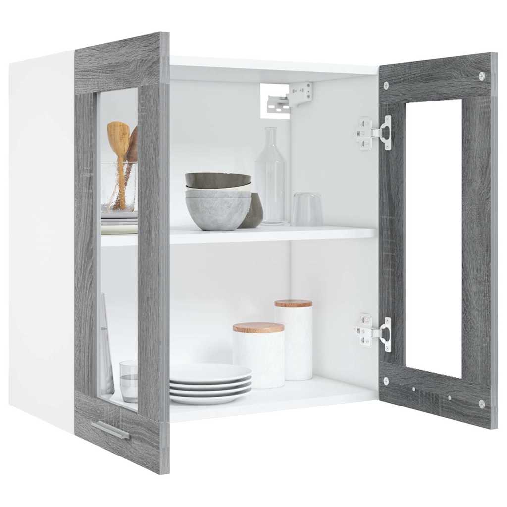 vidaXL Hanging Glass Cabinet "Lyon" Grey Sonoma 60x31x60 cm