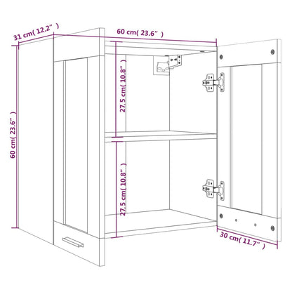 vidaXL Hanging Glass Cabinet Lyon Grey Sonoma 60x31x60 cm Engineered Wood
