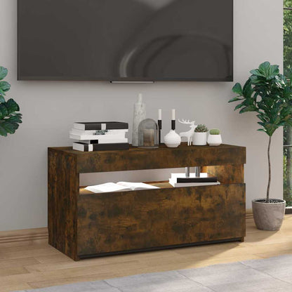 vidaXL TV Cabinet with LED Lights Smoked Oak 75x35x40 cm