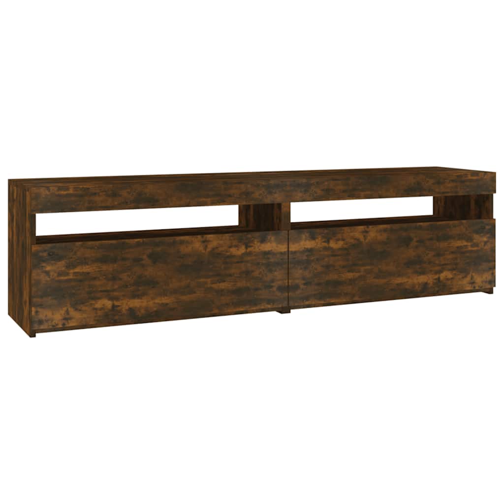 815124 vidaXL TV Cabinet with LED Lights 2 pcs Smoked Oak 75x35x40 cm