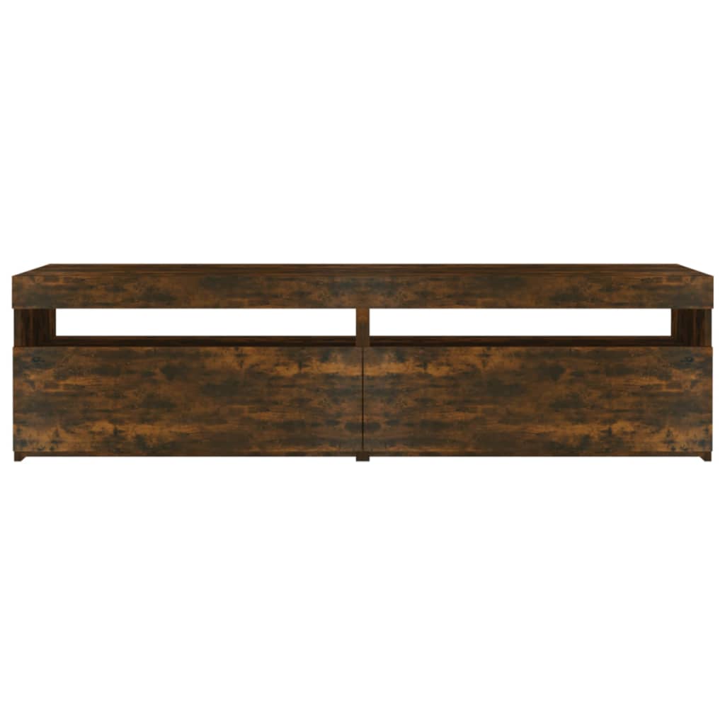 815124 vidaXL TV Cabinet with LED Lights 2 pcs Smoked Oak 75x35x40 cm