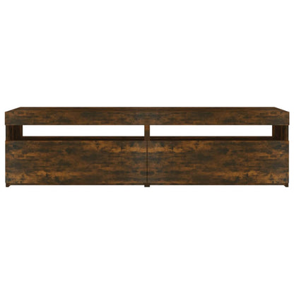 815124 vidaXL TV Cabinet with LED Lights 2 pcs Smoked Oak 75x35x40 cm