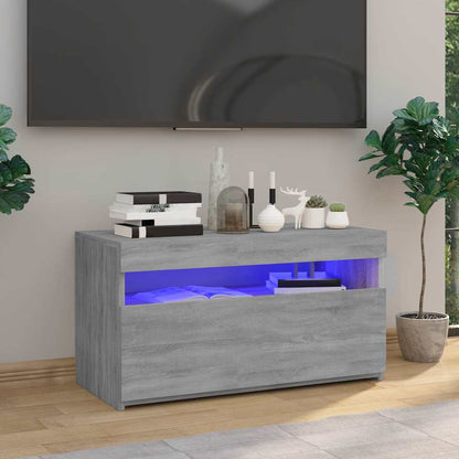815125 vidaXL TV Cabinet with LED Lights Grey Sonoma 75x35x40 cm