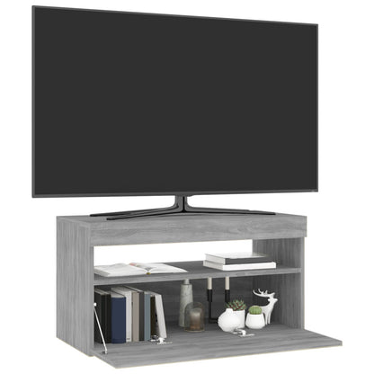 815125 vidaXL TV Cabinet with LED Lights Grey Sonoma 75x35x40 cm