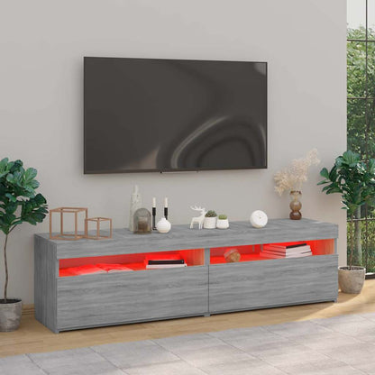 815126 vidaXL TV Cabinet with LED Lights 2 pcs Grey Sonoma 75x35x40 cm