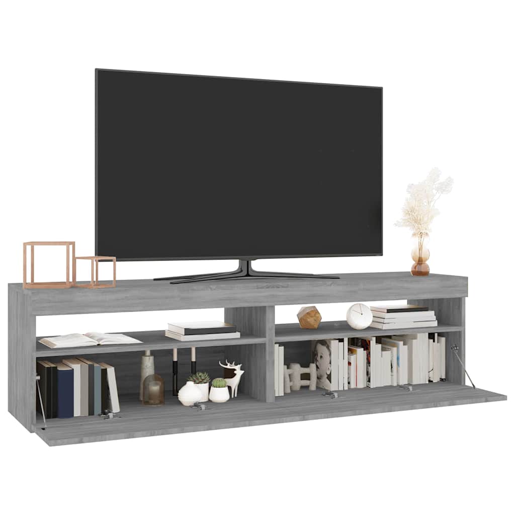 815126 vidaXL TV Cabinet with LED Lights 2 pcs Grey Sonoma 75x35x40 cm
