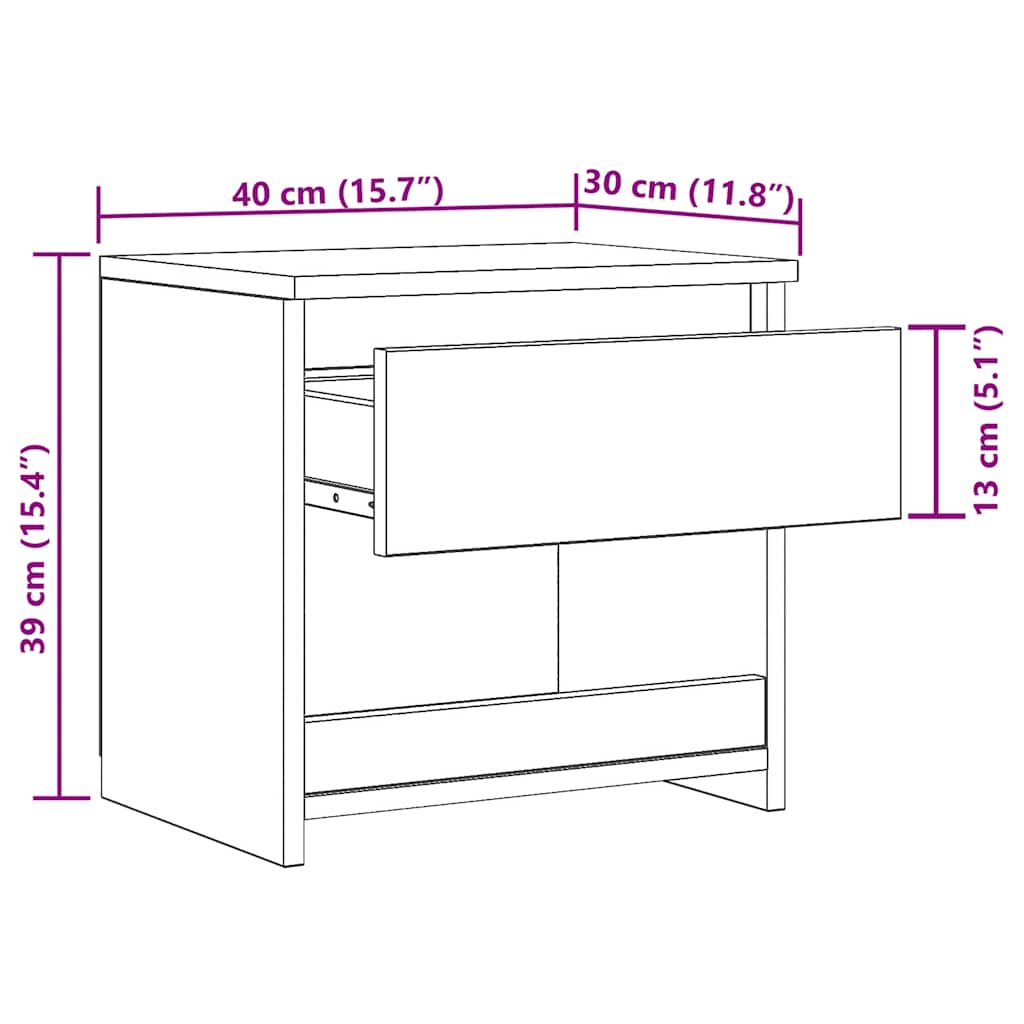 815131 vidaXL Bedside Cabinet Grey Sonoma 40x30x39 cm Engineered Wood