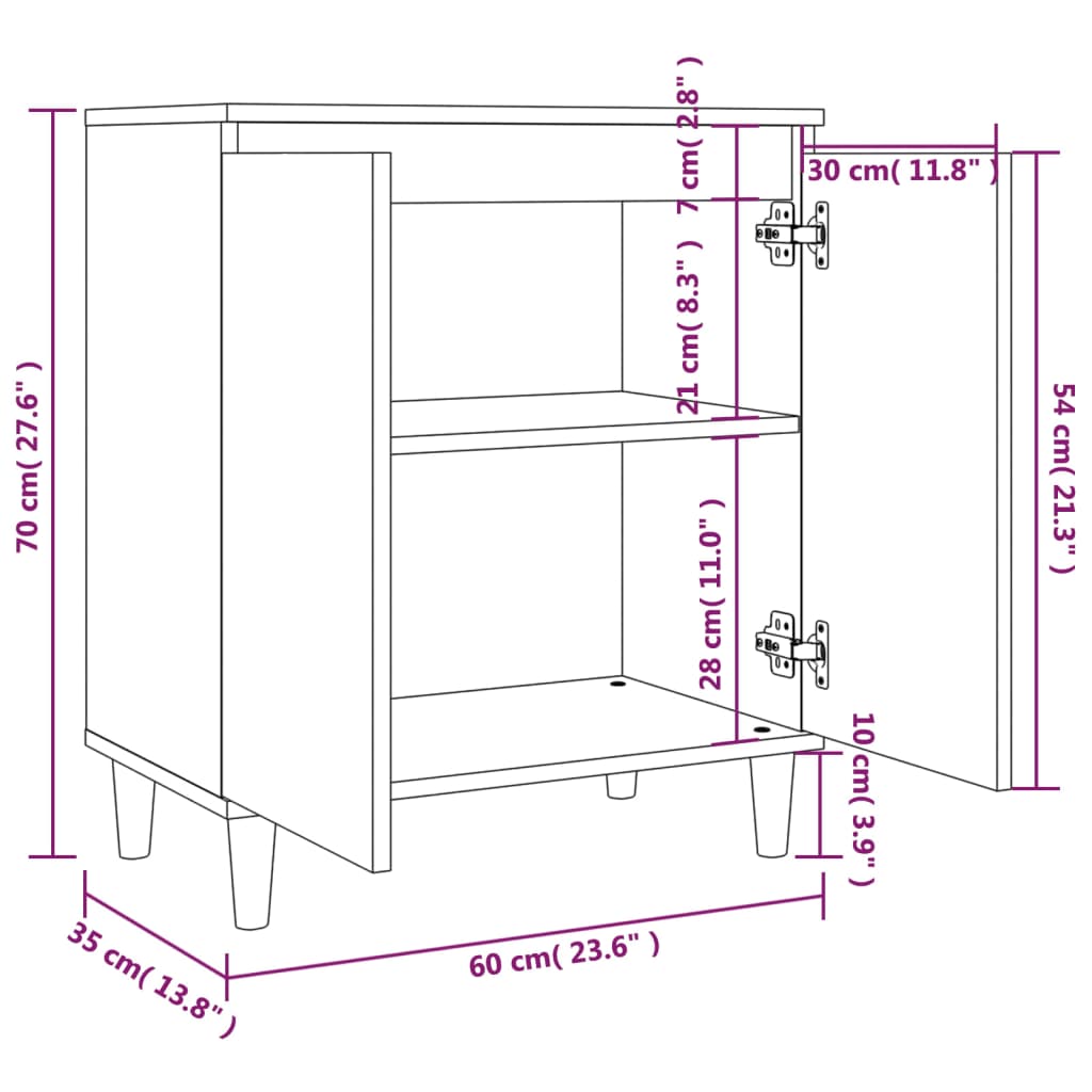vidaXL Sideboard Smoked Oak 60x35x70 cm Engineered Wood