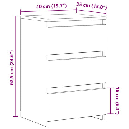 vidaXL Bed Cabinets 2 pcs Smoked Oak 40x35x62.5 cm Engineered Wood