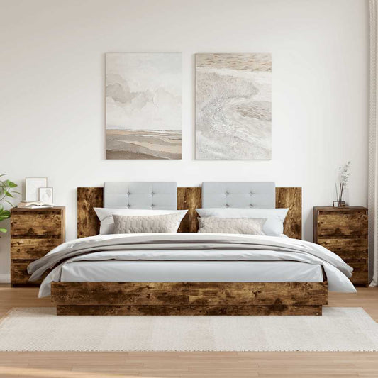 vidaXL Bed Cabinets 2 pcs Smoked Oak 40x35x62.5 cm Engineered Wood