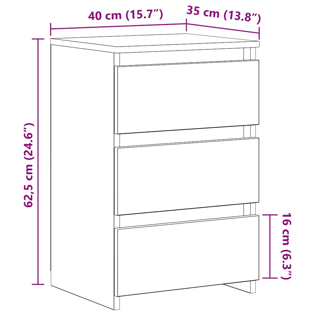 vidaXL Bed Cabinets 2 pcs Grey Sonoma 40x35x62.5 cm Engineered Wood