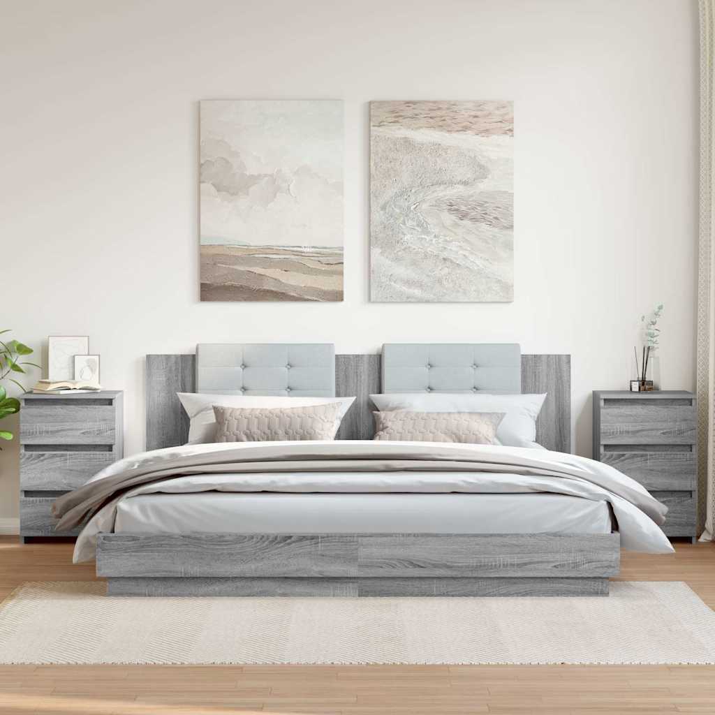 vidaXL Bed Cabinets 2 pcs Grey Sonoma 40x35x62.5 cm Engineered Wood