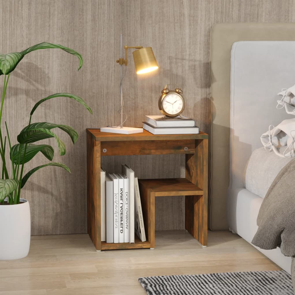 815177 vidaXL Bed Cabinet Smoked Oak 40x30x40 cm Engineered Wood