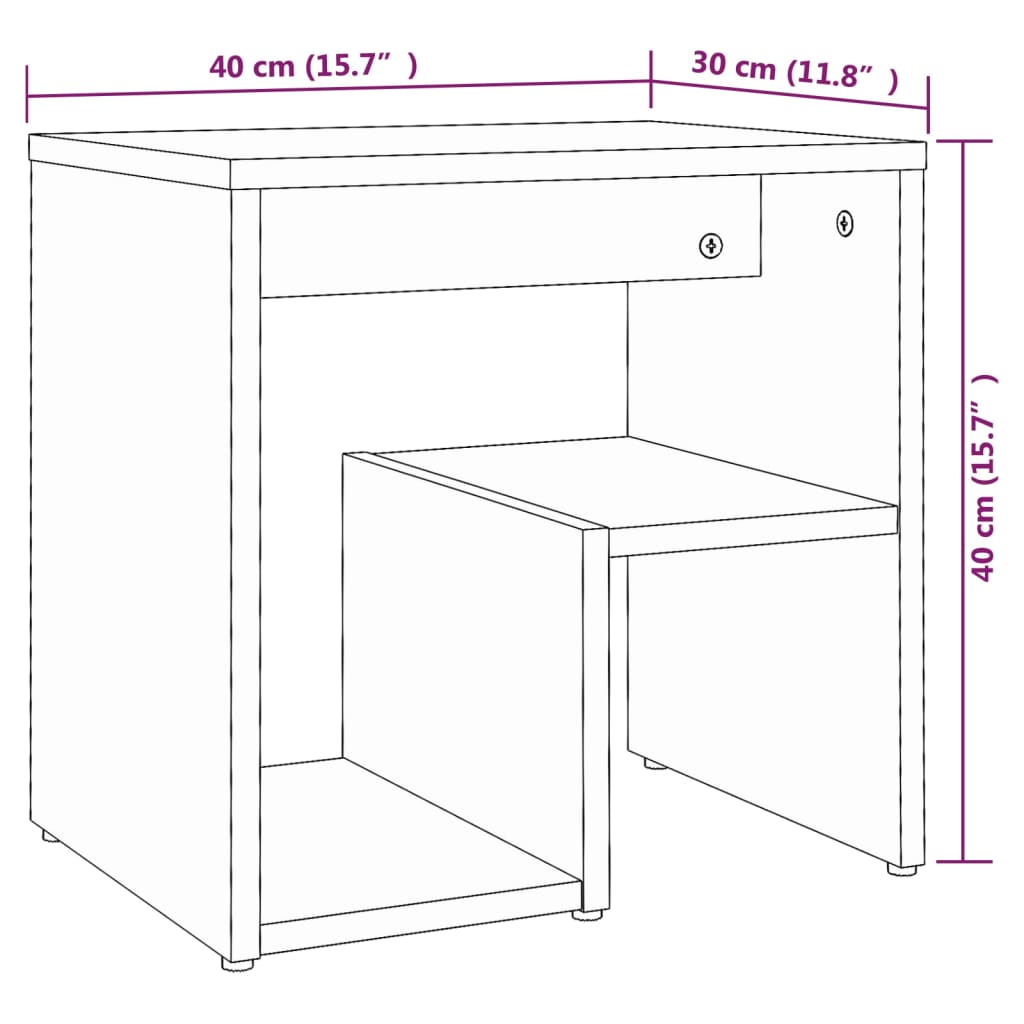 815177 vidaXL Bed Cabinet Smoked Oak 40x30x40 cm Engineered Wood