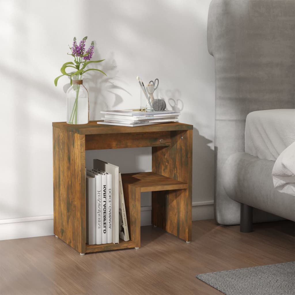 815177 vidaXL Bed Cabinet Smoked Oak 40x30x40 cm Engineered Wood