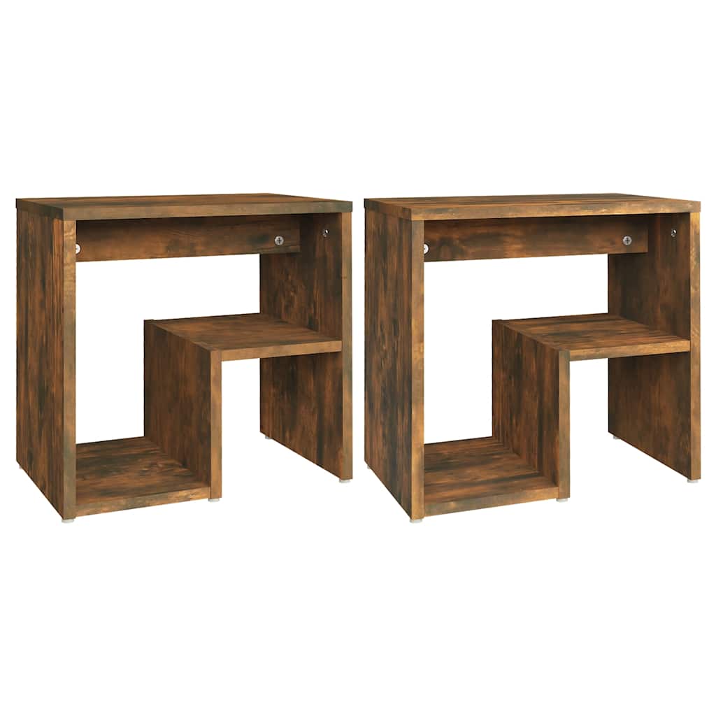 815178 vidaXL Bed Cabinets 2 pcs Smoked Oak 40x30x40 cm Engineered Wood