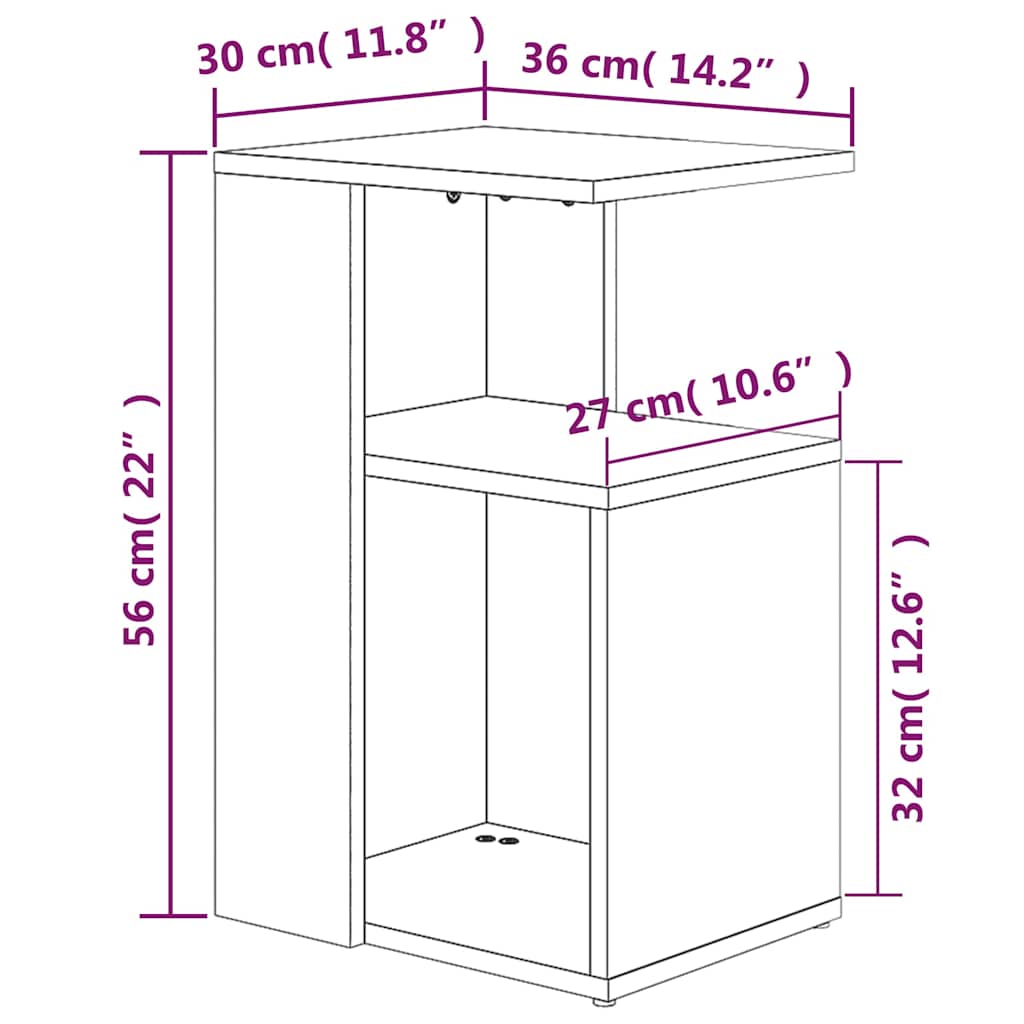 815189 vidaXL Side Table Smoked Oak 36x30x56 cm Engineered Wood