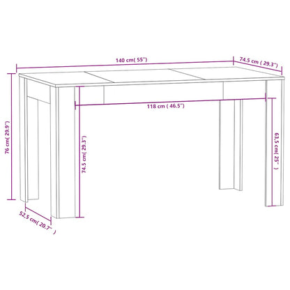 vidaXL Dining Table Smoked Oak 140x74.5x76 cm Engineered Wood