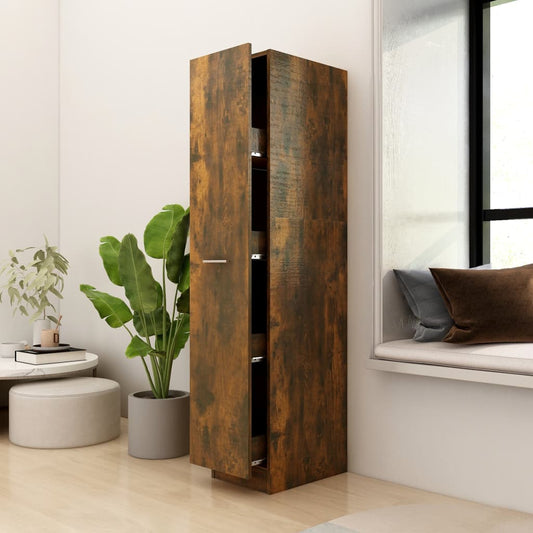 815201 vidaXL Apothecary Cabinet Smoked Oak 30x42,5x150 cm Engineered Wood
