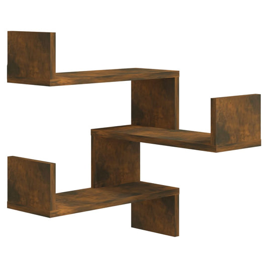 vidaXL Wall corner shelves Wall-Mounted Smoked Oak 40 x 40 x 49.5 cm