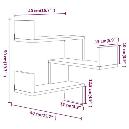 vidaXL Wall corner shelves Wall-Mounted Smoked Oak 40 x 40 x 49.5 cm
