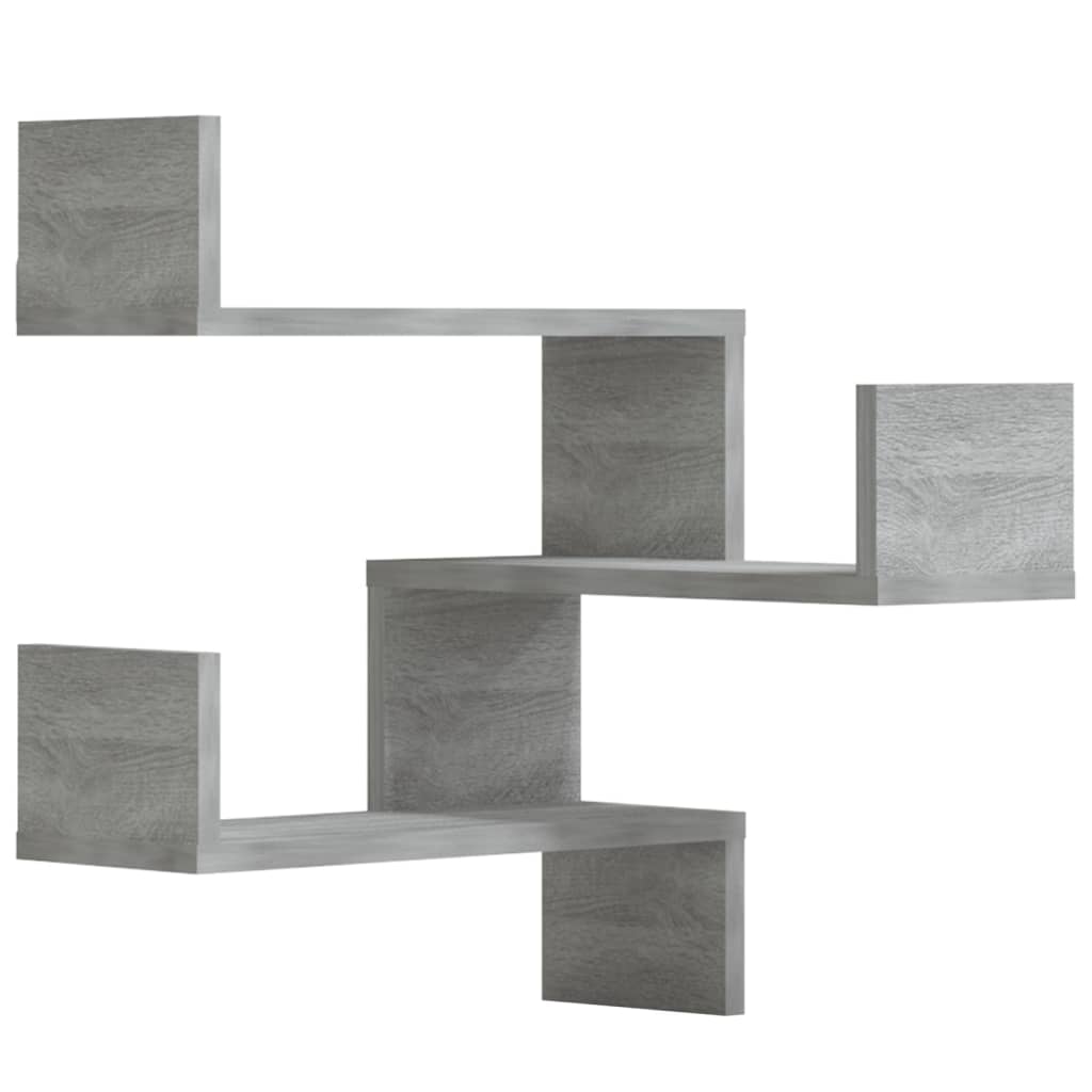815207 vidaXL Wall Corner Shelves 2 pcs Grey Sonoma 40x40x50 cm Engineered Wood