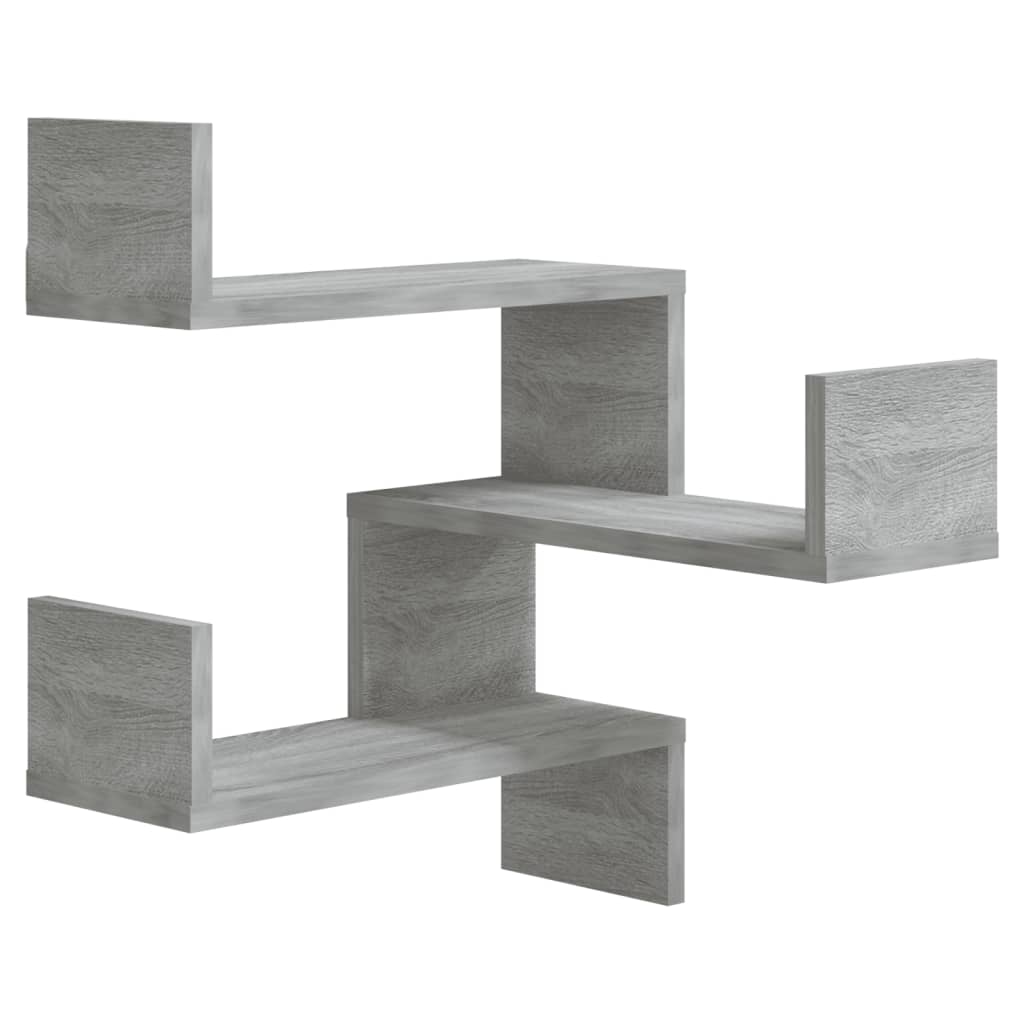 815207 vidaXL Wall Corner Shelves 2 pcs Grey Sonoma 40x40x50 cm Engineered Wood