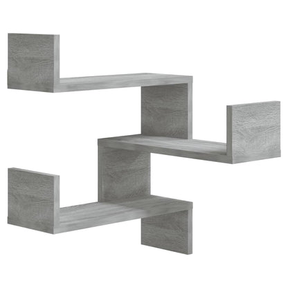 815207 vidaXL Wall Corner Shelves 2 pcs Grey Sonoma 40x40x50 cm Engineered Wood